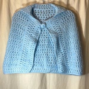 The sweetest hand knit mohair baby blue poncho pre owned